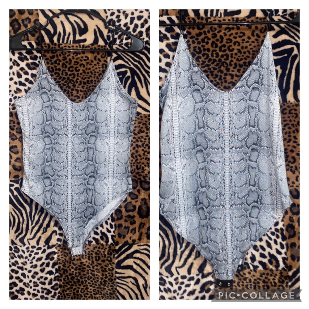~grey snake print bodysuit, size small